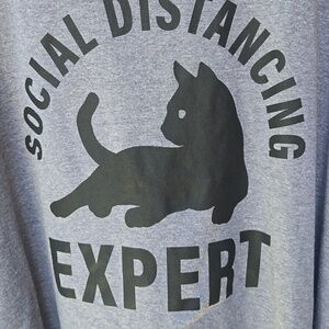 Instant Message Gray Graphic T-shirt Social Distancing Expert 3x Plus Size Cat